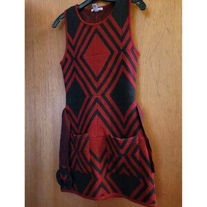 Alice + Olivia Black & Red Winter Mini Dress Size XS